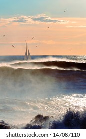 Boat In The Sea Storm