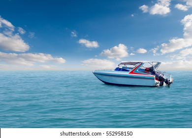 Boat speed boat on the sea with sky natural beauty.