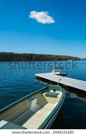 boat standing at the pier Mikolajki Poland.