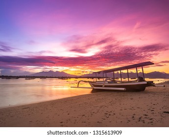 Boat In The Sunrise At Gili Trawangan