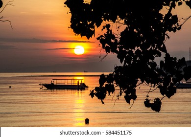 Boat At Sunset In Bali