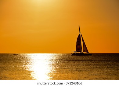 Boat Sunset Caribbean Bayahibe