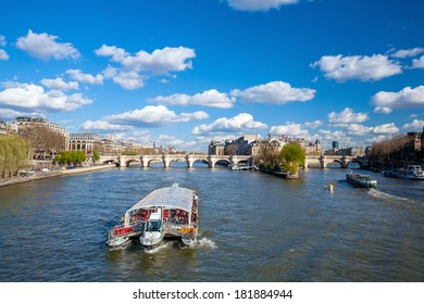 Boat Tour On Seine River In Paris, France