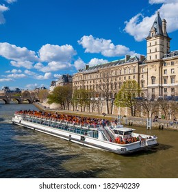 Boat Tour On Seine River In Paris, France