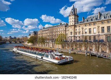 Boat Tour On Seine River In Paris, France