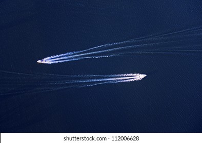 Boat Tracks, Aerial View