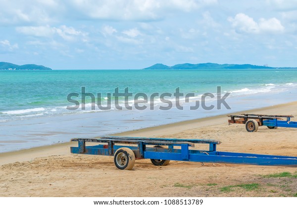 Boat trailer on the\
beach