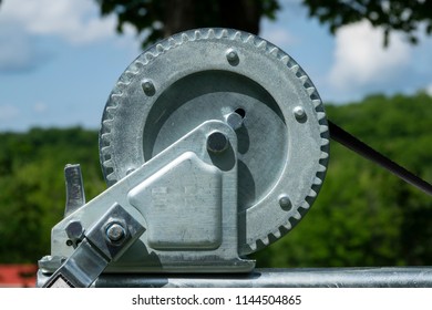 A Boat Trailer Winch Close-up