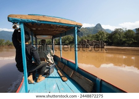 Boat trip on the Nam Ou River near Nong Khiaw, Muang Ngoi District, Luang Prabang Province, Northern Laos, Laos, Indochina, Southeast Asia, Asia