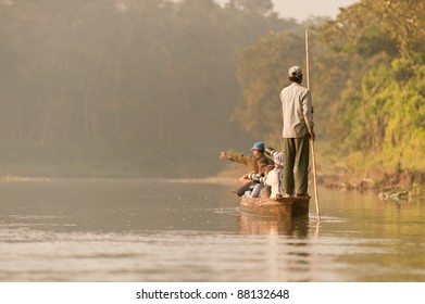 Boat trip on the wild river in Chitwan national park Nepal