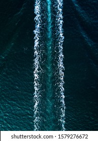 Boat Wake Aerial View From Above