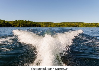 Boat Wake At Cottage Lake