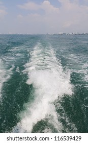 Boat Wake On The Water Behind The Boat In The Sea