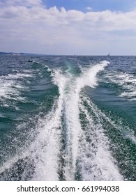 Boat Wake Pattern In Lake Michigan