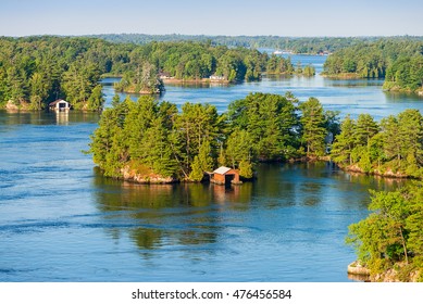 Boathouses In Thousand Islands Region In Ontario