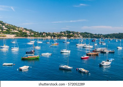 Boats Anchored In The Bay Of Villefranche, French Riviera