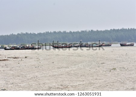 Boats Anchored at Sagar Island at Gangasagar , West Bengal , India 