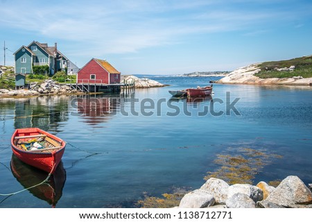 Boats in the Atlantic Ocean, on the east coast of Canada. Peggy's Cove, Nova Scotia. 