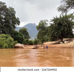 Boats At The Banks Of River Tana, Kenya.