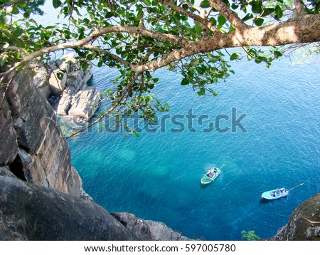 Boats in the beautiful ocean Trincomalee, Sri Lanka