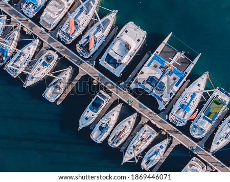 Boats docked on a marina
