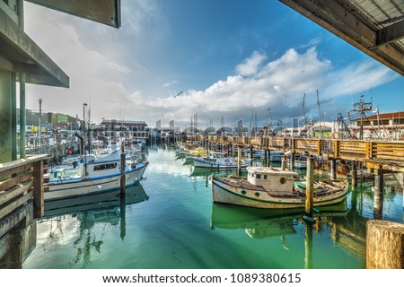 Boats in Fisherman's wharf in San Francisco. California, USA Stockfoto © 