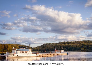 Boats At A Jetty On Lake Päijänne In Jyväskylä, Finland