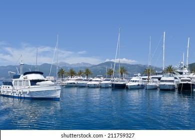 Boats In Marina, Montenegro, Adriatic Sea 