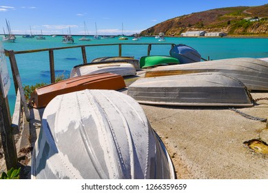 Boats At Oamaru Harbour, North Otago, New Zealand.