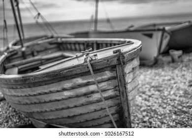 Boats On The Beach At Beer, Sidmouth, Dorset UK. June 2017