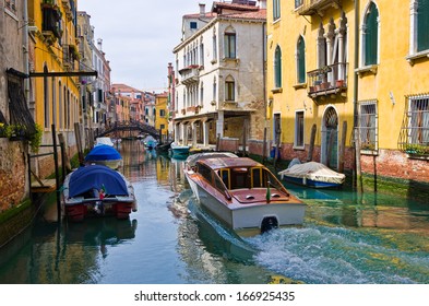 Boats on canal in Venice, Italy