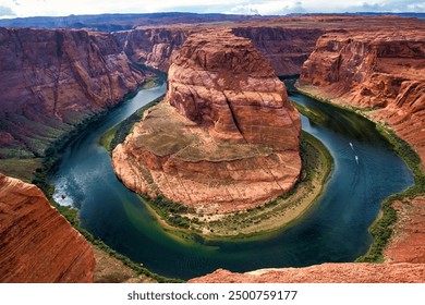 Boats on the Colorado River at Horseshoe Bend in Arizona - Powered by Shutterstock