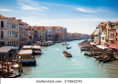 Boats On The Grand Canal In Venice, Italy