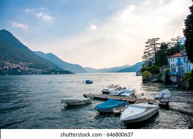 Boats on Lake Como. Alps, Italy, Lombardi, Europe.