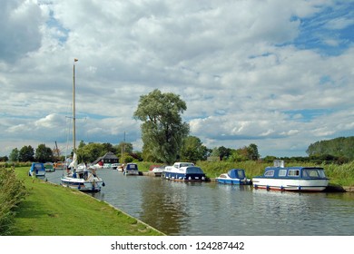 Boats On The Norfolk Broads, England