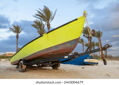 boats on the seashore at Hof Dor at sunset in Israel - Powered by Shutterstock