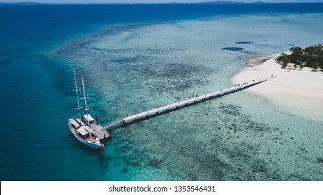 Boats On Tivua Island, Fiji Islands