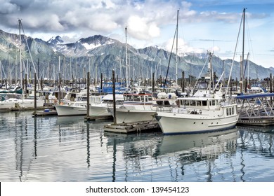 Boats At A Pier In Seward ,Alaska