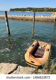 Boats At Strunjan Coastline Slovenia Salt Pans