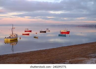 Boats At Sunset Morecambe Bay