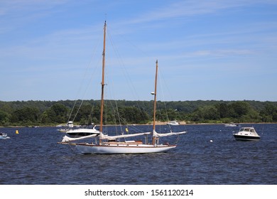 Boats In Water In Harbor At Essex, CT