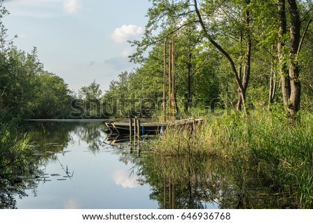 Boats in Zwartsluis, in the Weerribben-Wieden National Park, Netherlands Stock photo © 