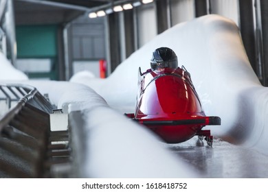 Bob Sled Speeding In An Ice Channel