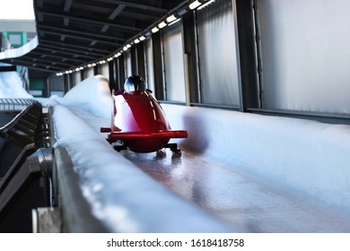 Bob Sled Speeding In An Ice Channel