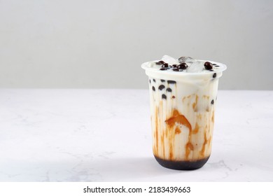 Boba Milk Tea Or Taiwan Milk Tea With Bubble On White Background