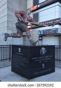 Bobby Hull Statue At Chicago's United Center On March 11, 2015.