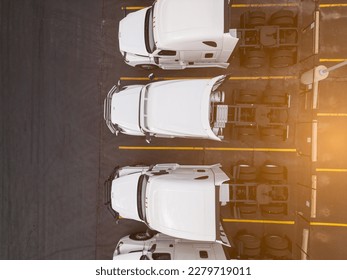 bobtail trucks on a parking lot - Shutterstock ID 2279719011