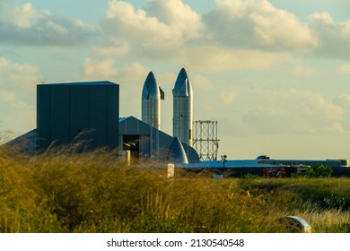 Boca Chica, Texas, United States: July 1, 2021: Starship SN15 And SN16 Sunset At SpaceX Starbase