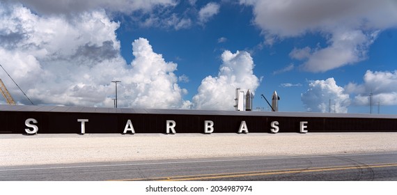 Boca Chica, Texas USA: Circa July 2021  

SpaceX Star Base Located In Boca Chica, Texas
Two Star Ships Are Partically Visible