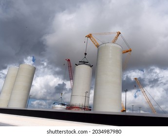 Boca Chica, Texas USA: Circa July 2021   

SpaceX Starships Being Fabricated At The Boca Chica Starbase